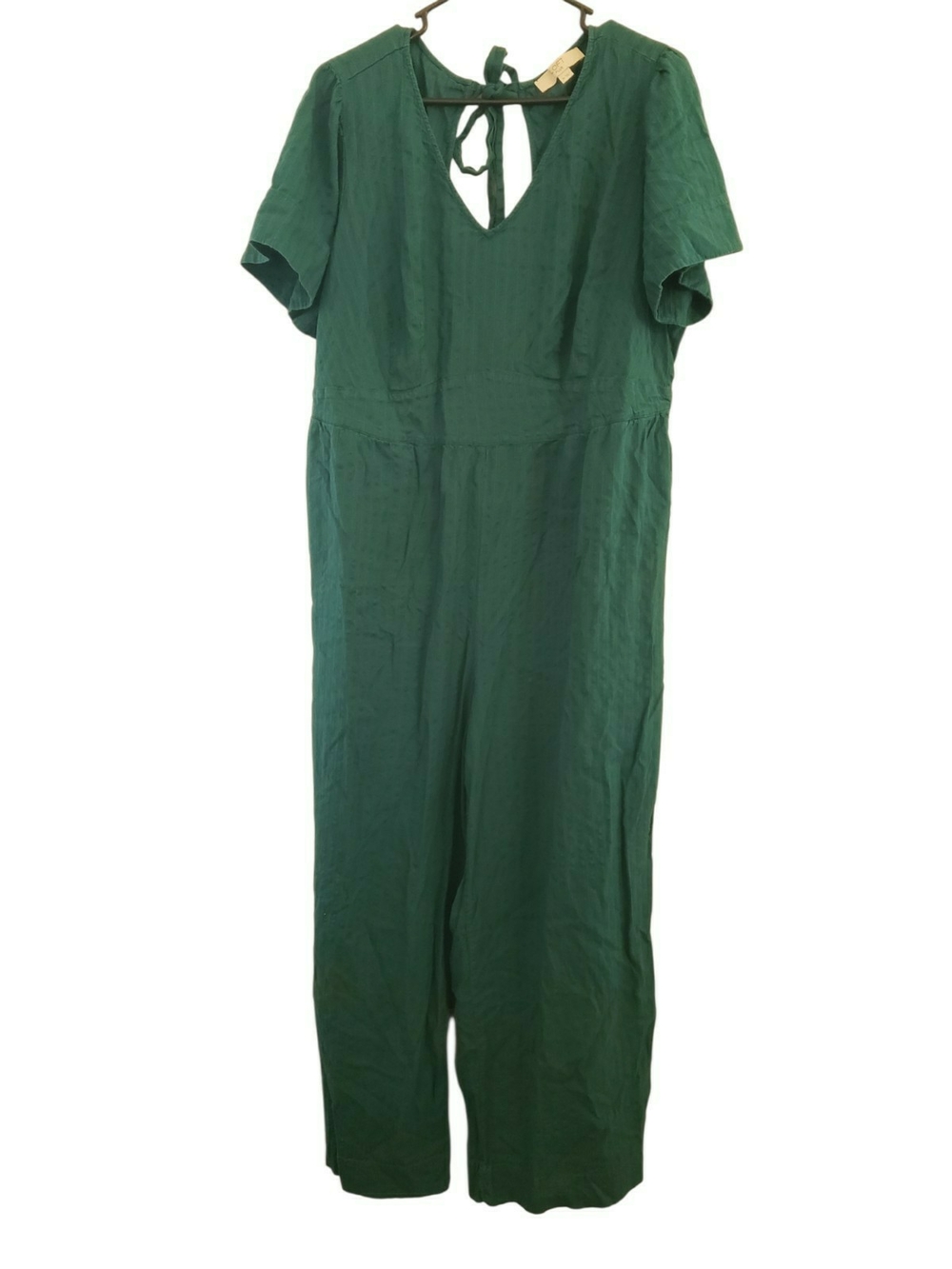 LOFT Teal Short-Sleeve Wide-Leg Jumpsuit